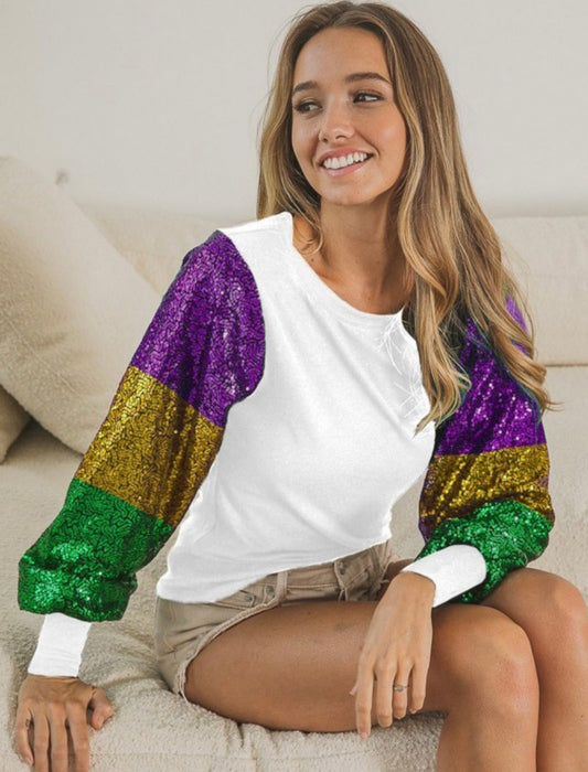 Long Sleeve Sequin Shirt