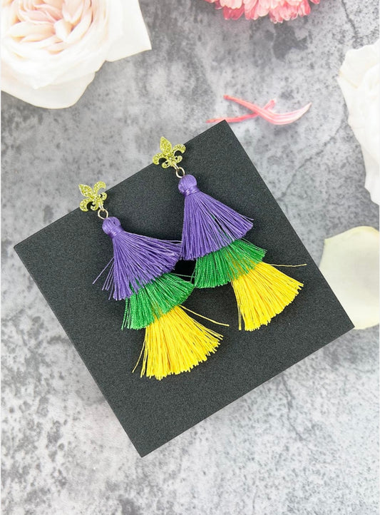 Mardi Gras Hook Earrings