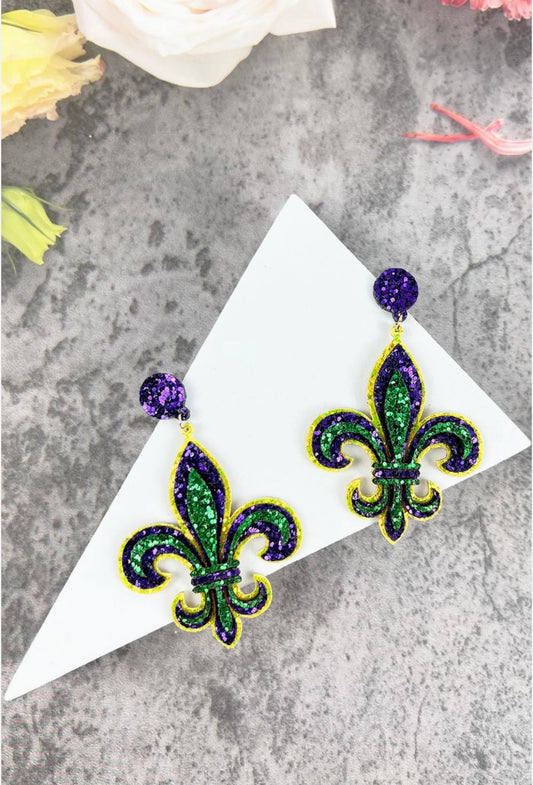 Fleur De Lis Mardi Gras Earrings