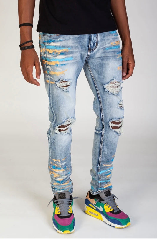 Multi Splatter Paint Jeans (Ripped&Skinny)